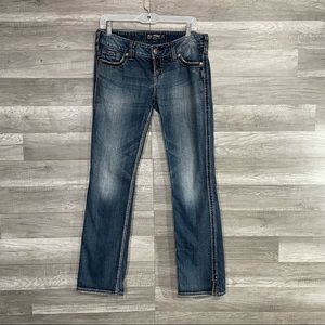 Silver McKenzie Jeans 30x32 Womens Low Rise Denim Designer Flap Pockets